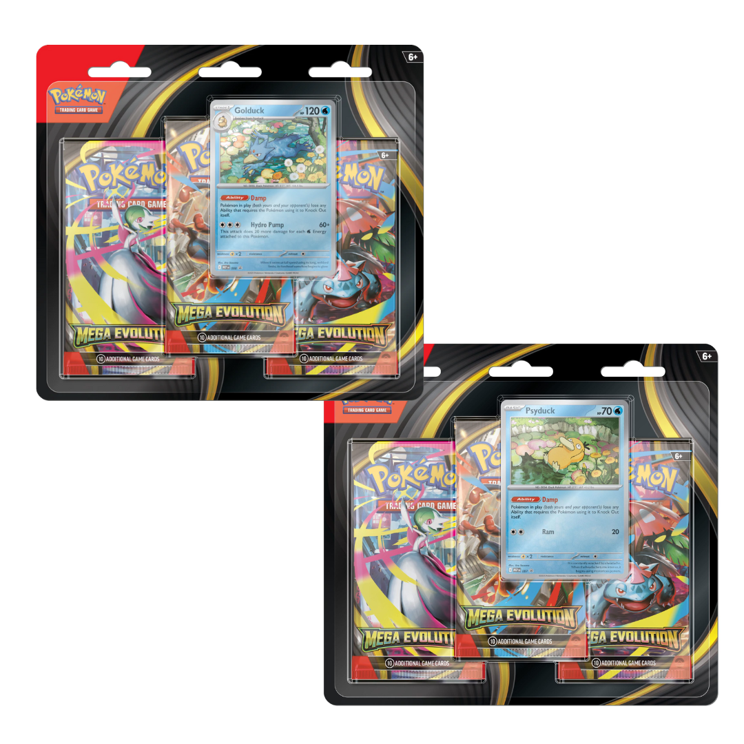 Pokémon Mega Evolution 3 Pack Blister Psyduck Golduck COMBO