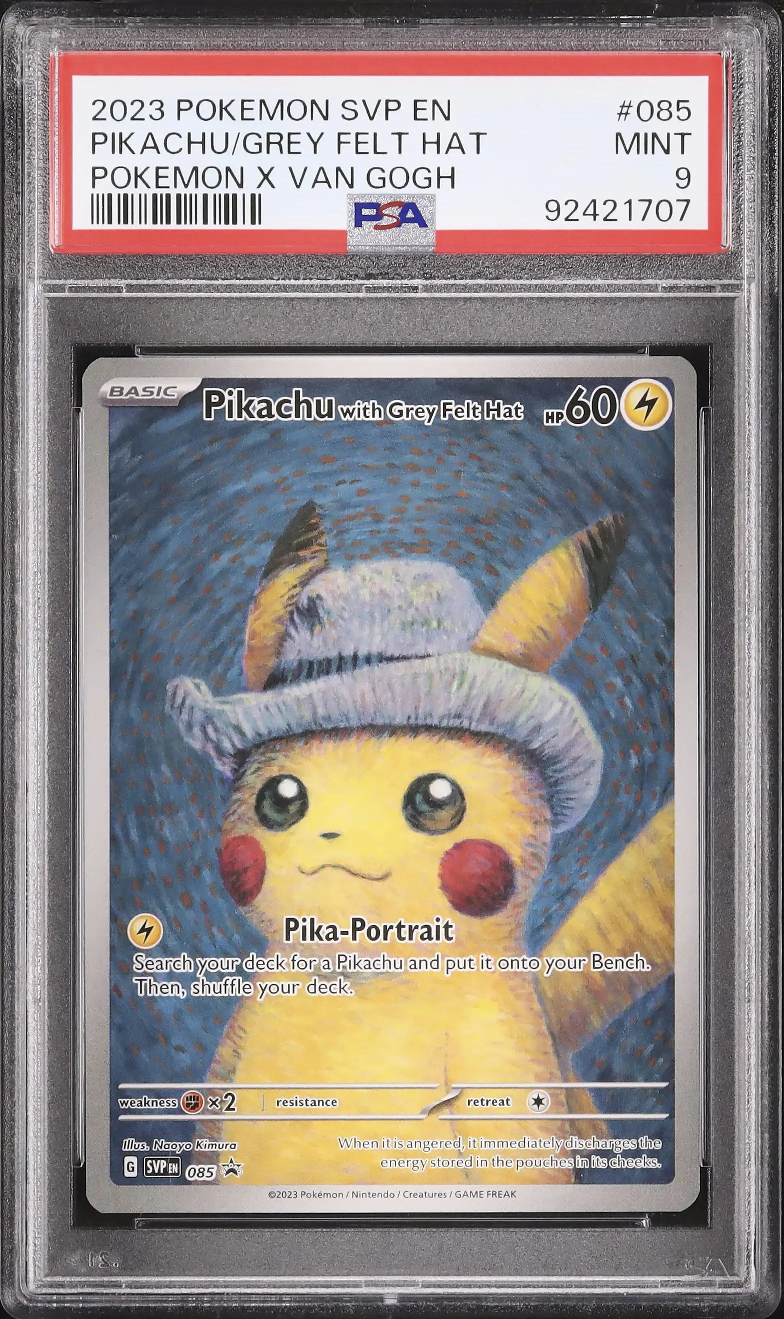 Pikachu with Grey Felt Hat 085 PSA 9